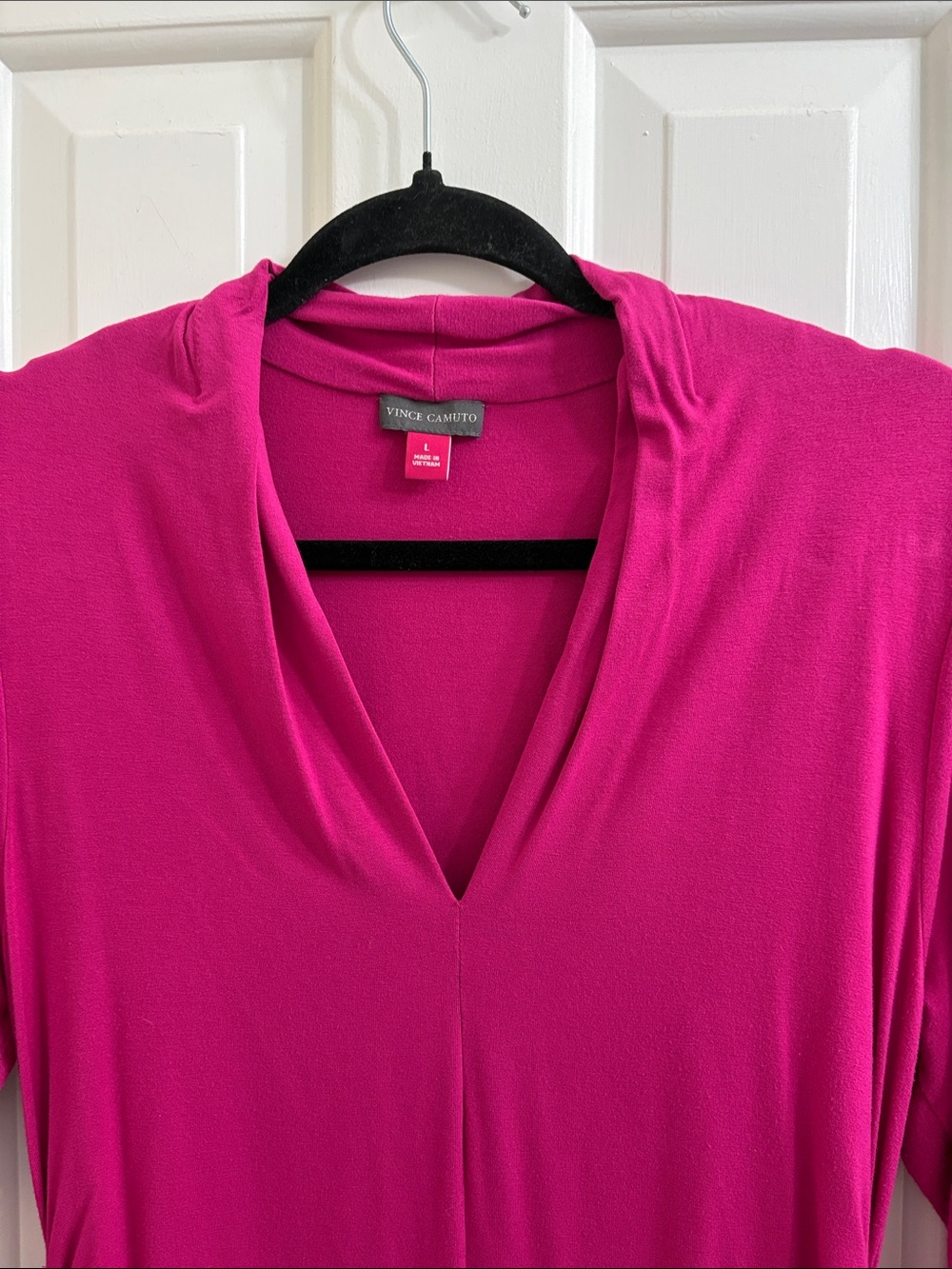 Vince Camuto Bright Fuchsia V-Neck Dress